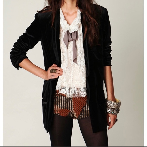 Free People  |  Black Velvet Blazer - Picture 2 of 6